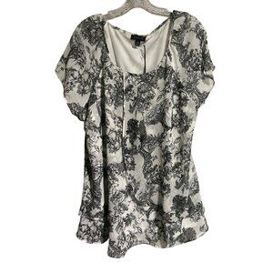 Tamara H Black & White Jungle Print Short Sleeve Top Size 2X